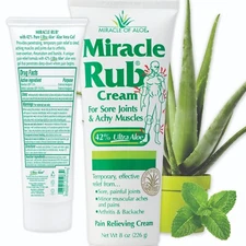 Miracle Rub Pain Relieving Cream 8 oz tube with 42% Ultra Aloe relief from pain