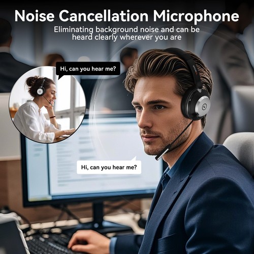 Wantek Bluetooth Kopfhörer mit Mikrofon USB-Dongle Ladestation HD-Stimme Headset - Bild 7 von 10