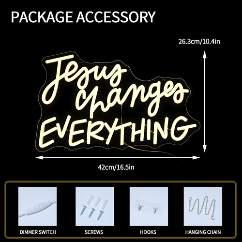 Jesus Changes Everything Neon Sign for Wall Decor Dimmable White Christian Neon, - Bild 3 von 12