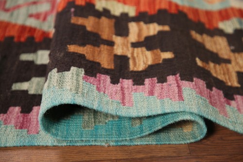 Flat Woven Tribal South-Western Reversible Kilim Area Rug 6'x8' Geometric Carpet - Picture 8 of 9