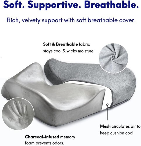 Pressure Relief Seat Cushion, Memory Foam for Office Chair, Car, Sciatica Relief - Picture 19 of 47