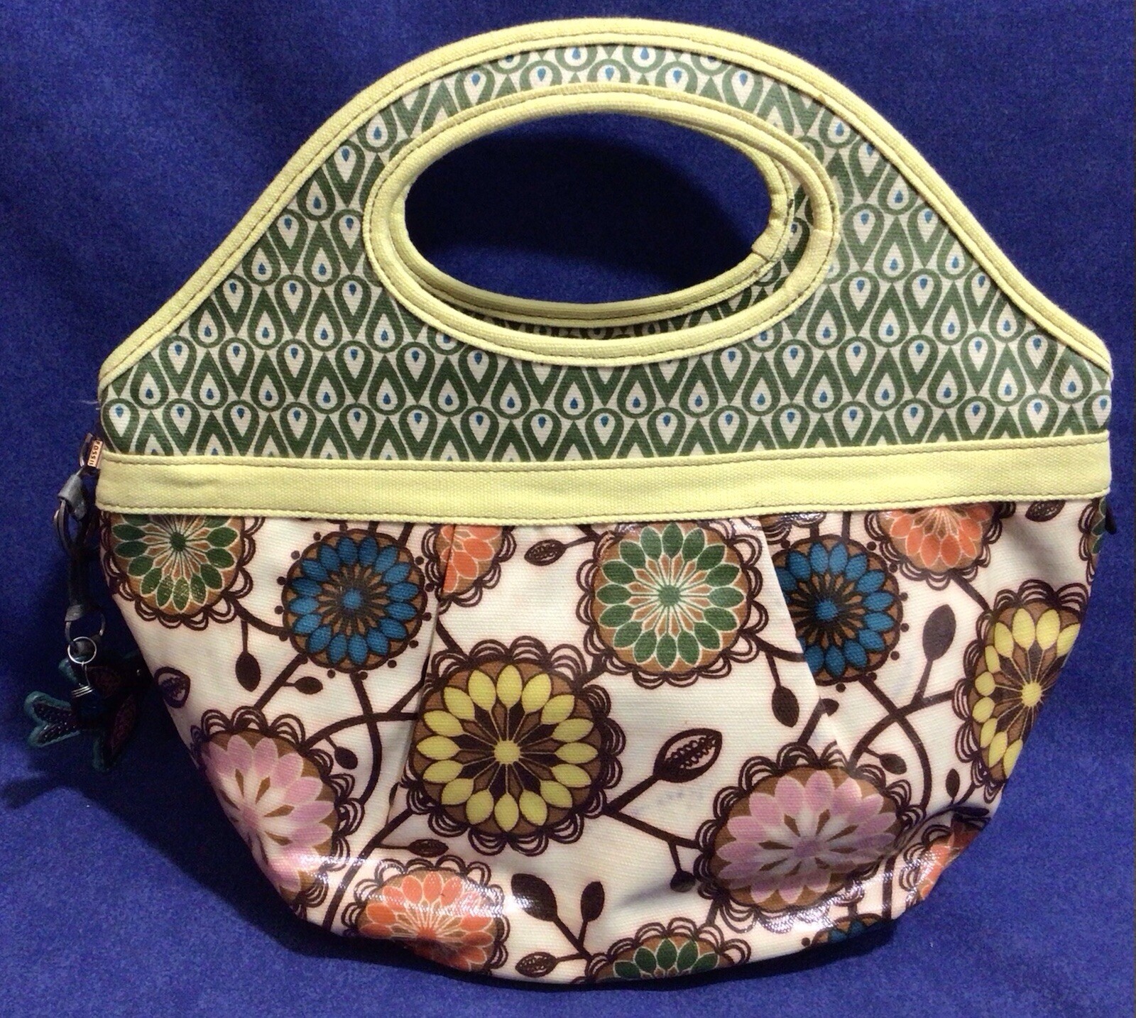 Fossil Key-Per Coated Canvas Floral Tote Bag Hand… - image 2