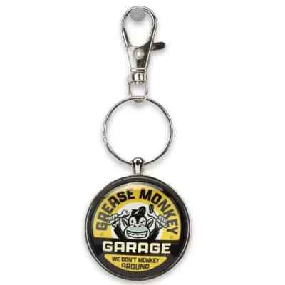 Grease Monkey Garage Metal Keychain w/Clip (New)