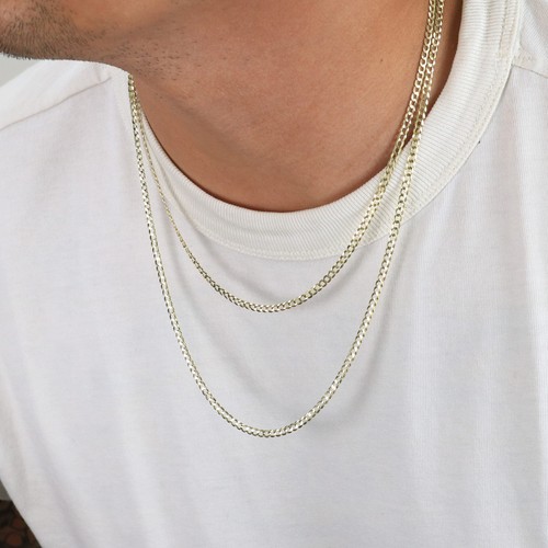14k Yelllow Gold 3mm Cuban Curb Chain Solid Link Necklace Mens Women 16"- 30" - Picture 8 of 99