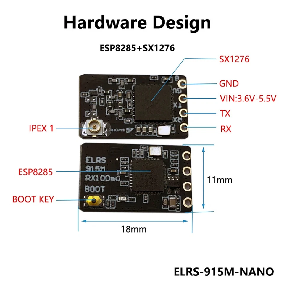 2,4GHz/915MHz ELRS Nano ELRS Empfänger mit T-Antenne für RC FPV Racing Drohne - Bild 4 von 4