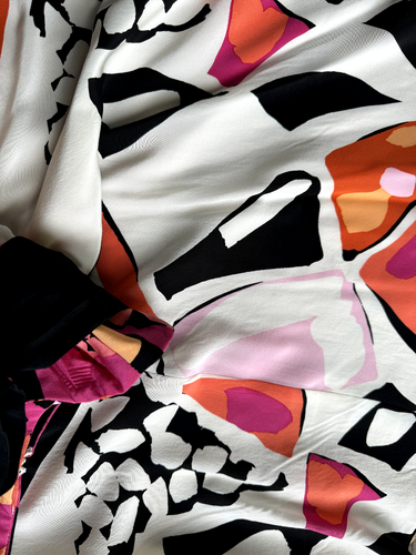 Silk Full/Swing Skirt, by Claude Brown, Bright Colors/Black/White, Lined, Size 6 - Picture 20 of 24