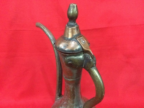 HUGE ANTIQUE OTTOMAN COPPER JUG PITCHER IBRIK ISLAMIC HANDMADE BRONZE HANDLE RAR - Picture 9 of 12