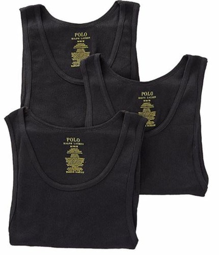 3 BLACK POLO RALPH LAUREN 100% COTTON TANKS T-SHIRTS UNDERSHIRTS S M L XL XXL - Picture 5 of 5