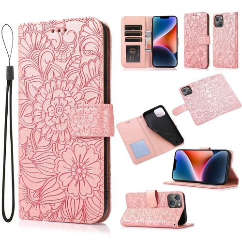 Flower PU Leather Wallet Phone Case For iPhone 16 15 14 13 12 11 Pro Max XR 7 8 - Picture 29 of 49