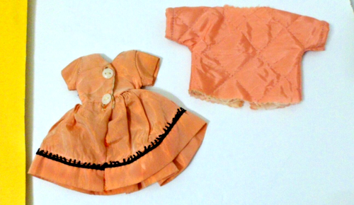 SALMON TAFFETA  DRESS & QUILTED JACKET/COAT CLONE 10" clothes JILL LMR CIRCLE P - Picture 2 of 4