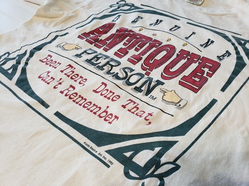 VTG 1993 Genuine Antique Person Cotton XL T Shirt Beige Single Stitch USA Made - Picture 2 of 10
