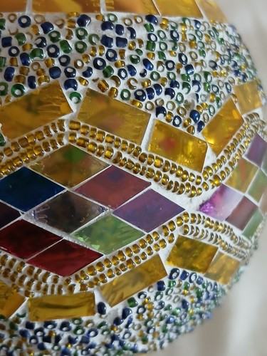 "Portacandele mosaico vetro multicolore 3,75""x3,2" - Foto 13 di 15