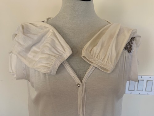 SPOUCHONI Mujer Junior Lentejuelas Blancas Lentejuelas Con Botones Camisa Prenda para el torso Túnica Talla S - Imagen 11 de 23