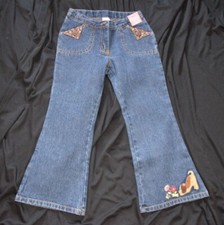 Gymboree PRIMROSE Denim Flare Jeans Puppy  Floral Embr Adj Waist NWT 4 5 5S 7P