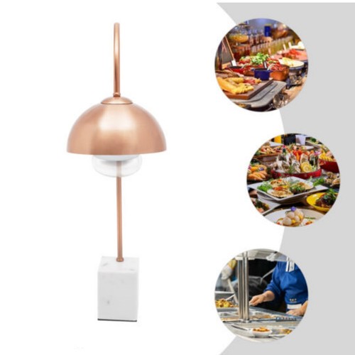 Lámpara de Calor de Alimentos de Acero Inoxidable 250W con Base de Mármol, Mantener Caliente 122°F Oro Rosa - Imagen 2 de 16