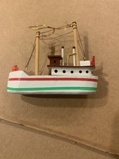 Vintage Wooden Ship Barge Boat Ornament Very Cool Ocean Ship