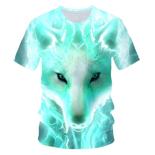 Stylish 3D Wolf Graphic T-Shirt for Teens - Casual Short Sleeve Round Neck Top i - Picture 25 of 70