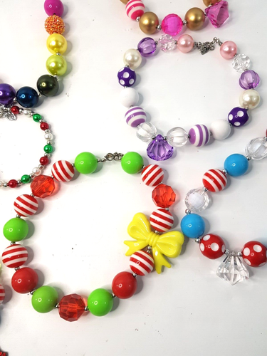 8 Festive Chunky Little Princess Girl Toddler Necklace Little Mermaid Beads - Picture 8 of 9