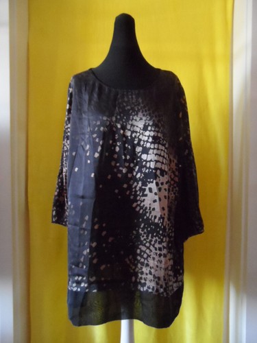 La Camicia Seide Bluse, Gr. 27 (L), schwarz-taupe
