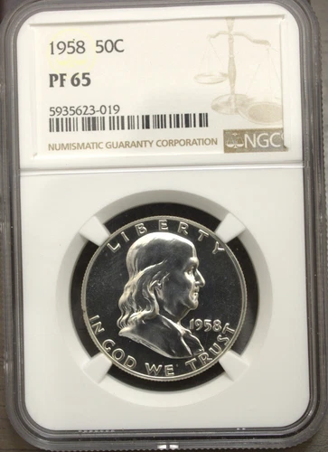 1958 Franklin Half Dollar NGC  PF 65 Lot 191