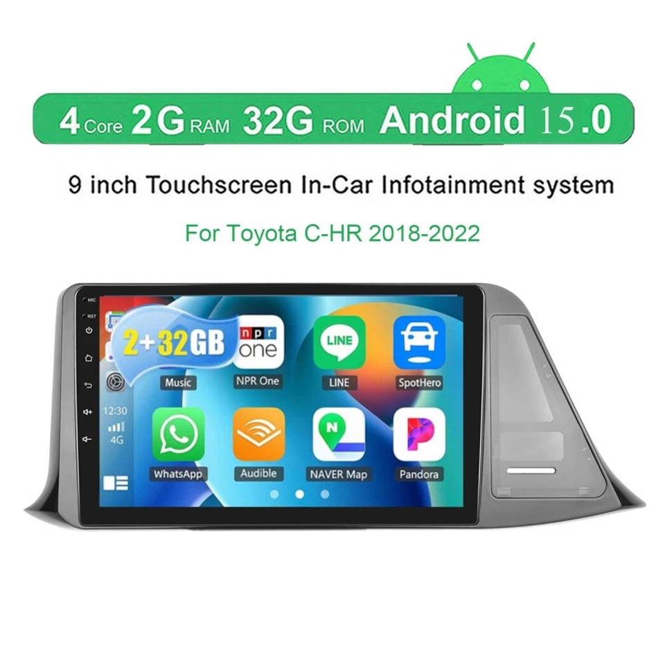 For Toyota C-HR Chr 2018-2022 Carplay Android 15 Car Stereo Radio 2+32G GPS Navi Foto 2 de 4