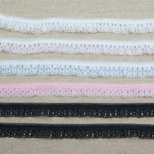 Narrow 15mm Frilled Gathered Lace Trim 032 White Pink Blue or Black - Picture 1 of 14