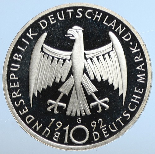 1992 G GERMANY Artist Sculptor Kathe Kollwitz Silver German 10 Mark Coin i111214 - Picture 2 of 3