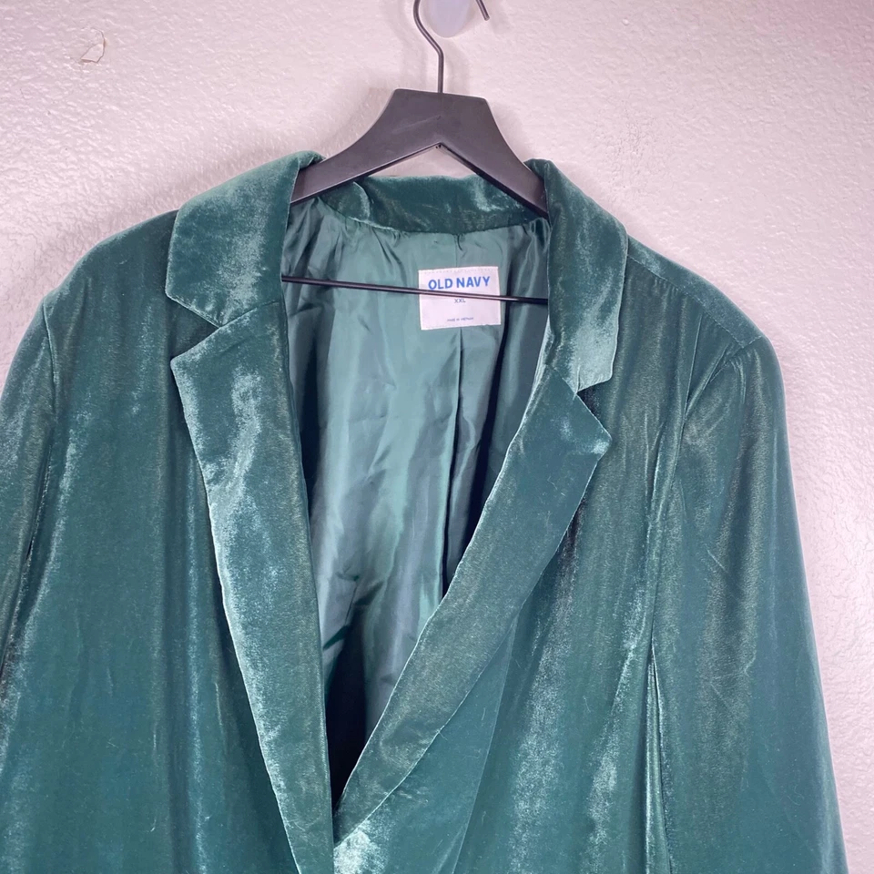 Blazer romántico verde antiguo azul marino para mujer de terciopelo para iglesia de vacaciones talla XXL Foto 4 de 4