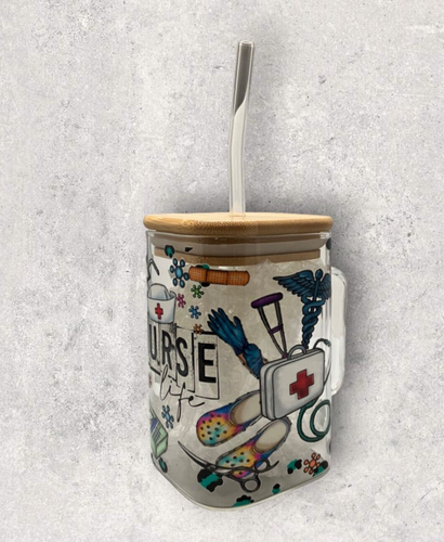 20oz Square Mug/Cup, Trendy Iced Coffee Tea Soda Drinking Glass Bamboo Lid Straw