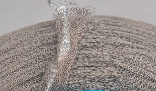 Fine Cotton Net Yarn with Inner Silver Lurex Tape in Light Brown Cone 530G. - Picture 2 of 2
