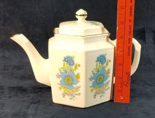 Tetera floral vintage MCM Arthur madera porcelana Staffordshire Ironstone inglesa - Imagen 7 de 12
