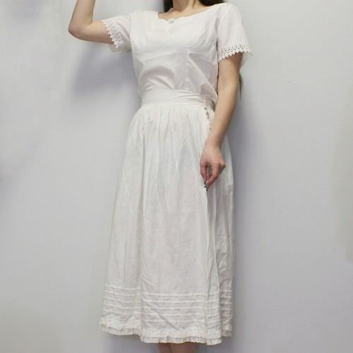 Vintage 50s Matching Outfit Set Short Sleeve Blouse High Waisted Maxi Skirt - Picture 8 of 13