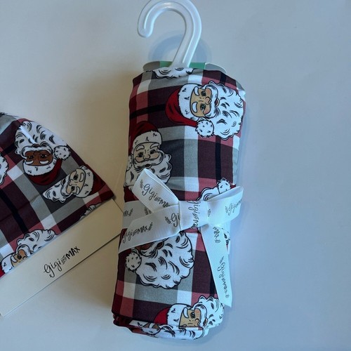 Gigi & Max Nico Santa Swaddle & Hat Set Bamboo Christmas Newborn Swaddle NWT - Picture 3 of 5