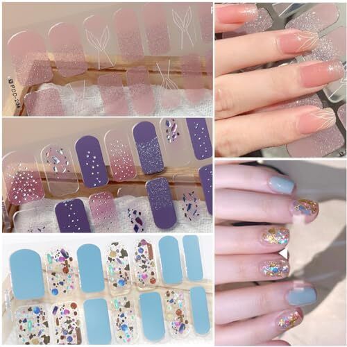 8 Sheets - Semi Cured Gel Nail Strips Stickers Self Spring Summer Nail Stickers - Picture 6 of 6