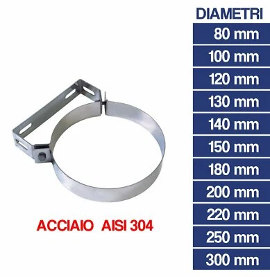COLLARE FISSAGGIO A MURO IN ACCIAO INOX REGOLABILE PER TUBO CANNA FUMARIA 24433V