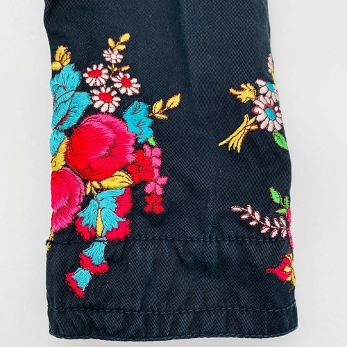 JOHNNY WAS Womens Small Jacket Black Embroidered Floral 100% Cotton Denim BOHO - Picture 11 of 12