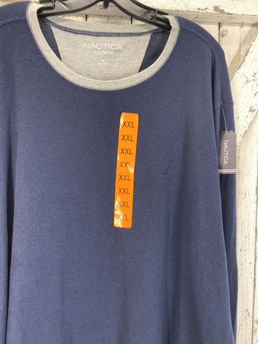 Mens NAUTICA Sleepwear Blue Thermal Shirt Size XXL - Picture 2 of 5