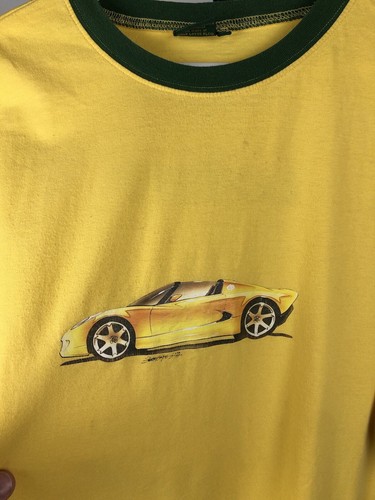 Vtg Lotus Sports Car Logo T Shirt Short Sleeve Adult Large Yellow 80s 90s Rare - Picture 3 of 11