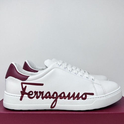 Salvatore Ferragamo Naruto Men's Leather Sneakers Size 8 M White Rouge