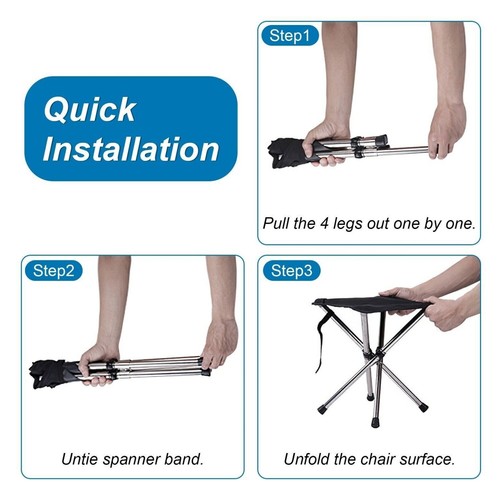 Folding Camping Chair Steel Fishing Stool Portable for Outdoor Hiking Trekking - Picture 8 of 15