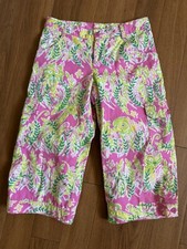 Lily Pulitzer Girls Capri Pants size 7 Tropical Print Jungle Animals Pink Green