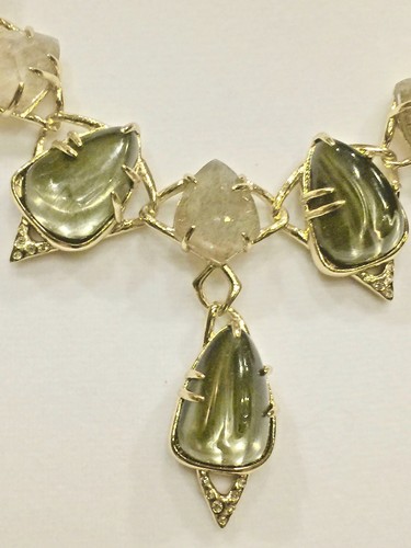 NWOT ALEXIS BITTAR Miss Havisham Moonstone Pyrite Doublet Link Necklace - Picture 4 of 5