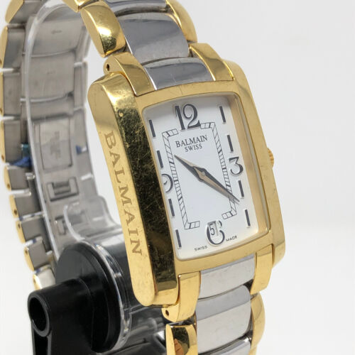 Balmain Watch Mens TANK Wrist Swiss Quartz Date Two Tone Bracelet OLD STOCK - Picture 3 of 12