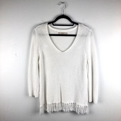 white fringe sweater