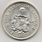 un086 1964 Bermuda One Crown Silver Coin UNC