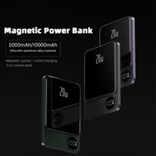 10000mAh 20W PD Magnetic Power Bank Fast Wireless 15W Charger External Battery