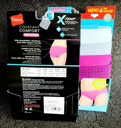 Hanes X-Temp Hipster konstanter Komfort Damen Höschen Unterwäsche 8 Paar Größe S/5 - Bild 5 von 5
