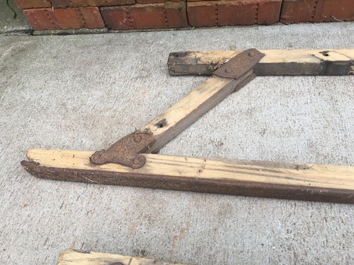 Antique Wood & Iron Sled Skis 42” Primitive Wooden Sleigh Snow Ski Runner - Photo 5 sur 12