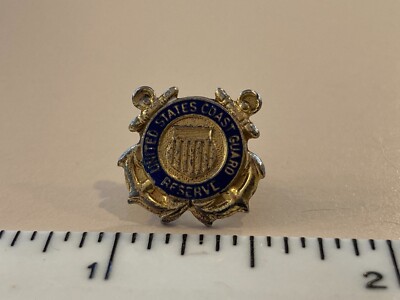 Vintage 1940s Sterling Silver United States Coast Guard Reserve Screw Lapel Pin