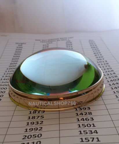 Vintage Solid Brass Desk Magnifying Glass Chart Paper Reader Weight Magnifier - Picture 6 of 9